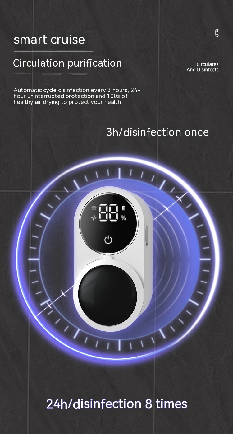 Desinfectador UV PureEdge PureBrush para cepillos de dientes, con luz ultravioleta y diseño compacto.