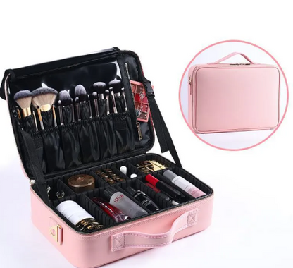 Bolsa de almacenamiento para belleza para mujer de la marca PureEdge, con compartimentos y cierre para productos de belleza.