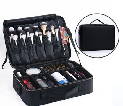 Bolsa de almacenamiento para belleza para mujer de PureEdge, con compartimientos y diseño compacto para productos de cuidado personal.