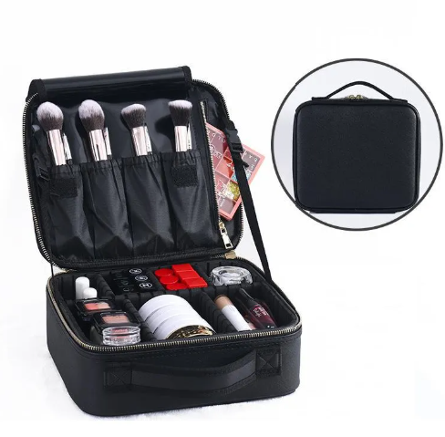 Bolsa de almacenamiento para belleza para mujeres de marca PureEdge, con espacio para productos de cuidado y maquillaje.