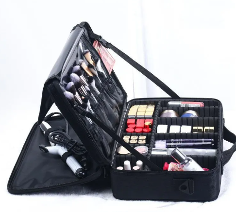 Bolsa de almacenamiento para belleza femenina PureEdge, organizador portátil con compartimentos para cosméticos y accesorios.